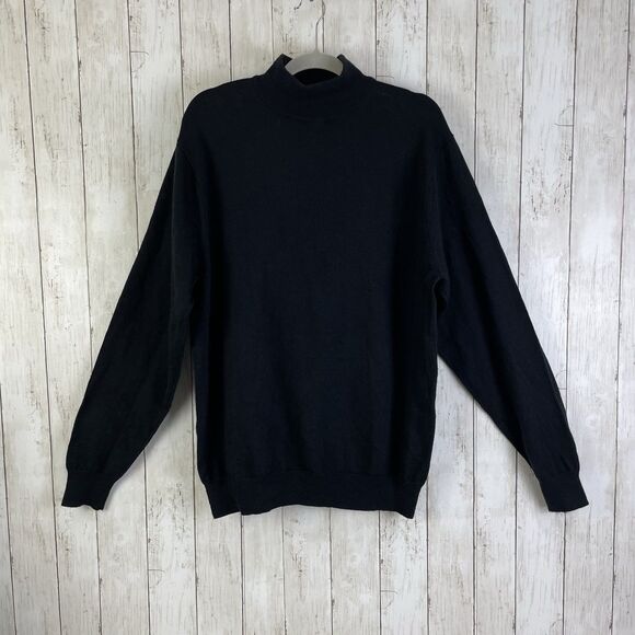 LINEA UOMO Sweater Sz 2X Wool Blend Mock Neck Long Sleeve Pullover Black - Picture 1 of 8